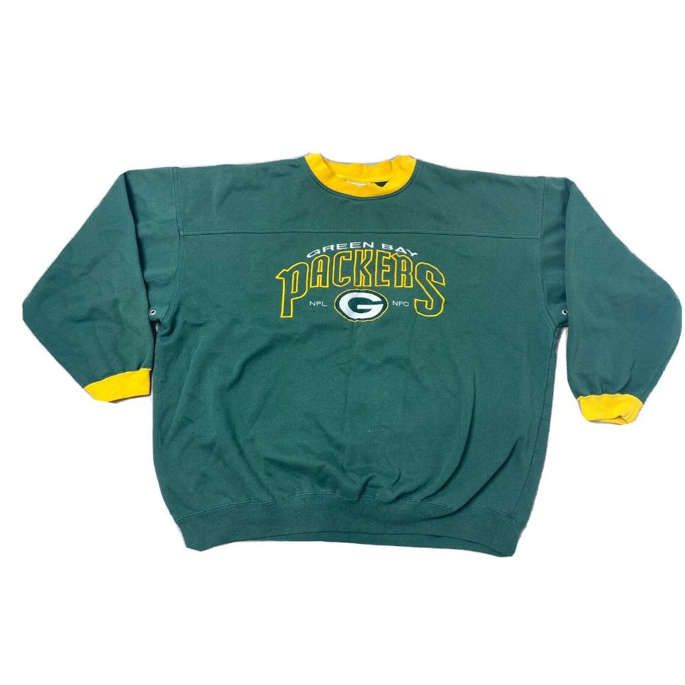 A1 Green Bay Packers Lee Sports Embroidered VTG Crewneck Sweatshirt 2XL XXL